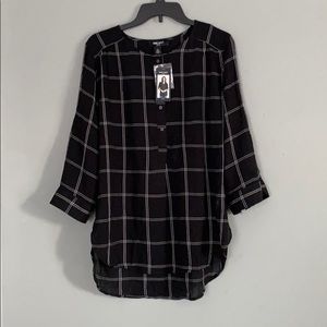 Black and white plaid tunic shirt